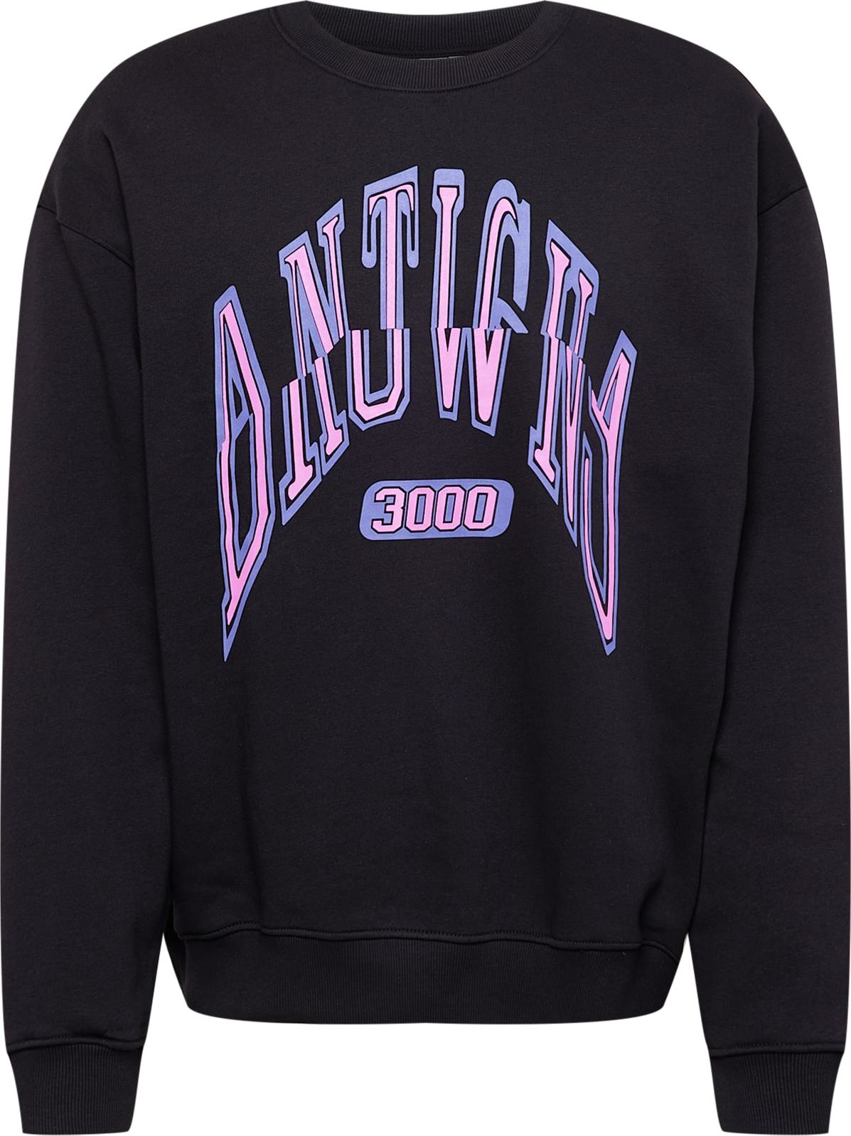 WEEKDAY Mikina světle fialová / růžová / černá