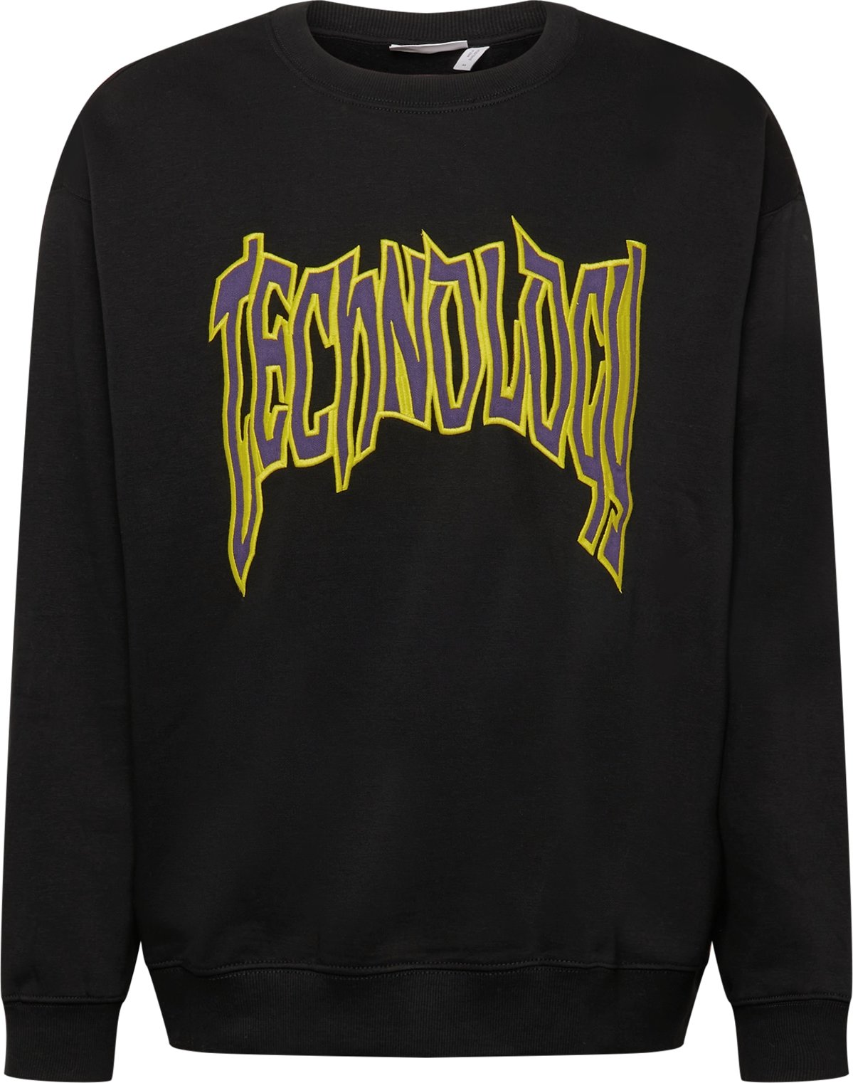 WEEKDAY Mikina žlutá / tmavě fialová / černá