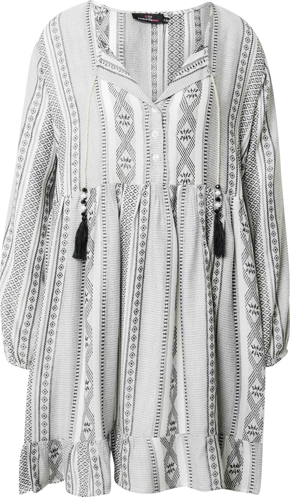 Zwillingsherz Šaty 'Nala' šedá / černá / bílá