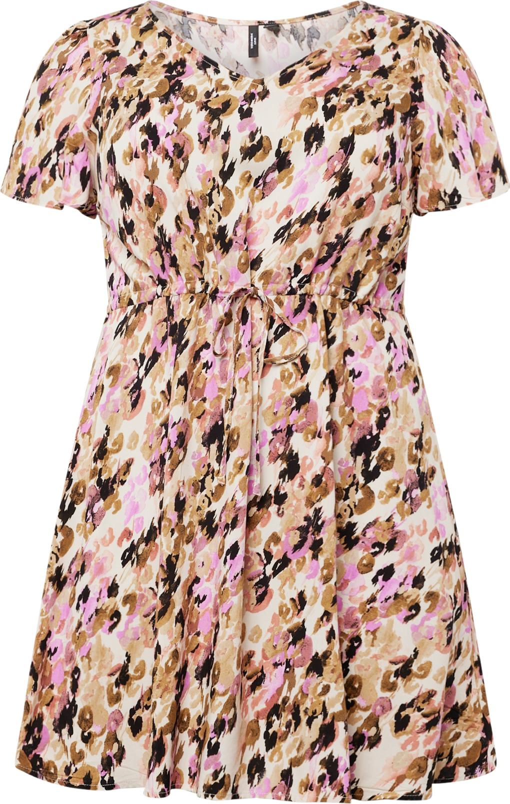 Letní šaty 'Easy' Vero Moda Curve světle hnědá / šeříková / černá / bílá