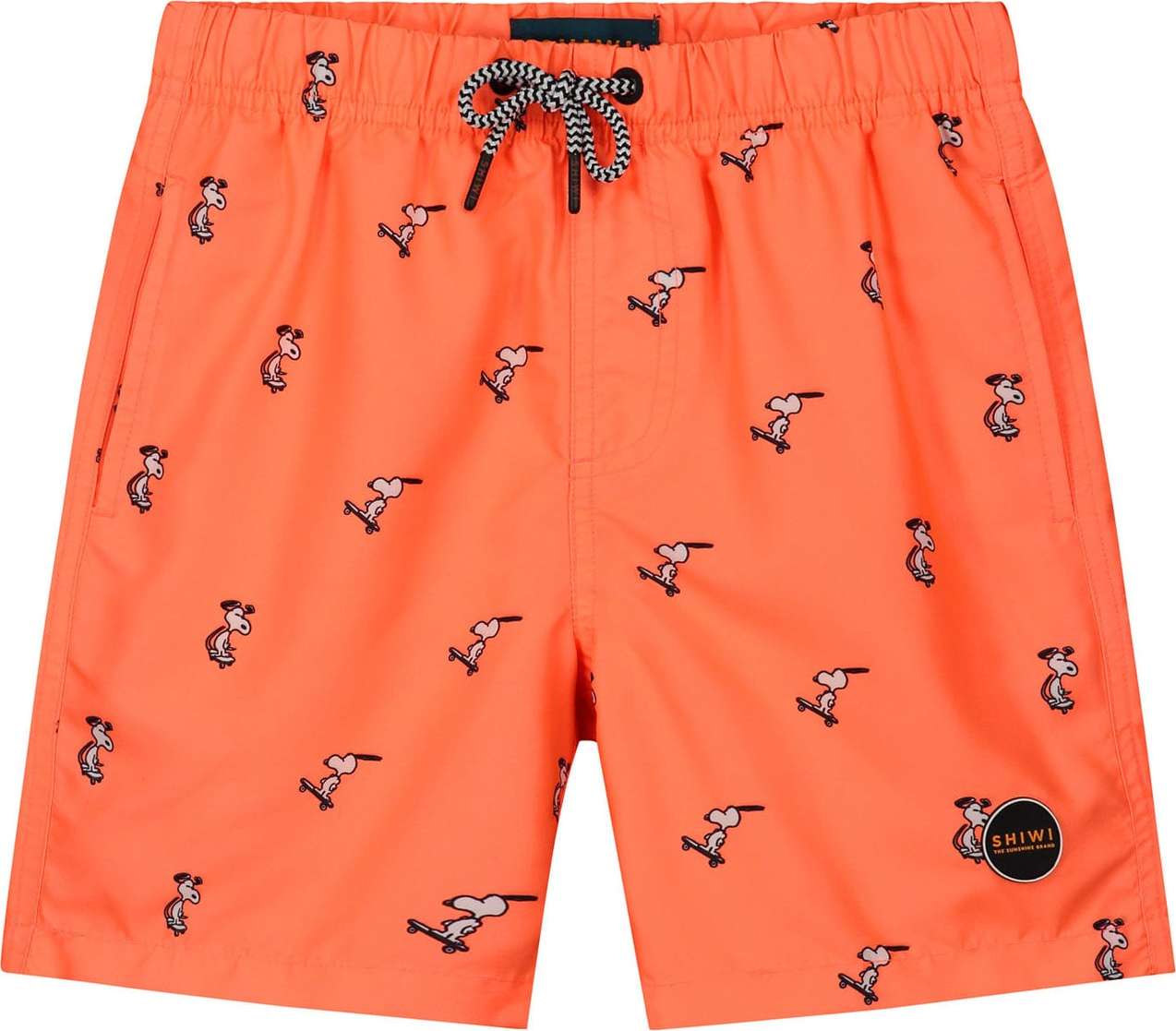 Plavecké šortky 'Snoopy Happy Skater' Shiwi světle šedá / tmavě oranžová / černá