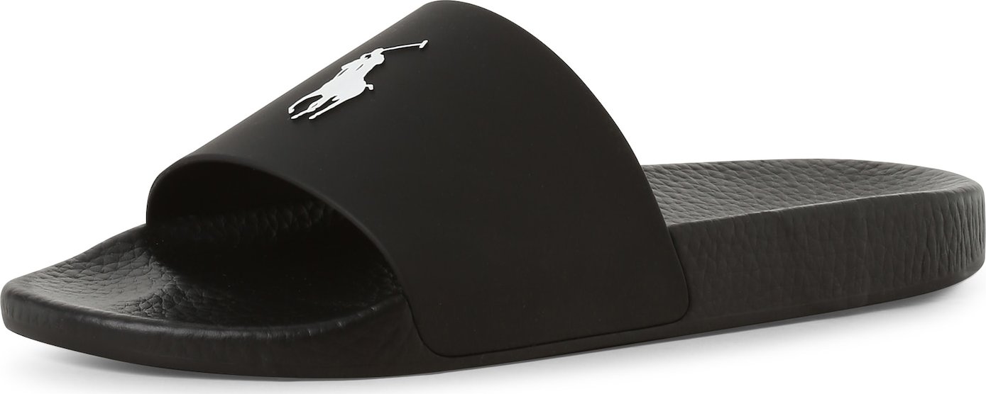Plážová/koupací obuv 'POLO SLIDE-SANDALS-SLIDE' Polo Ralph Lauren černá / bílá