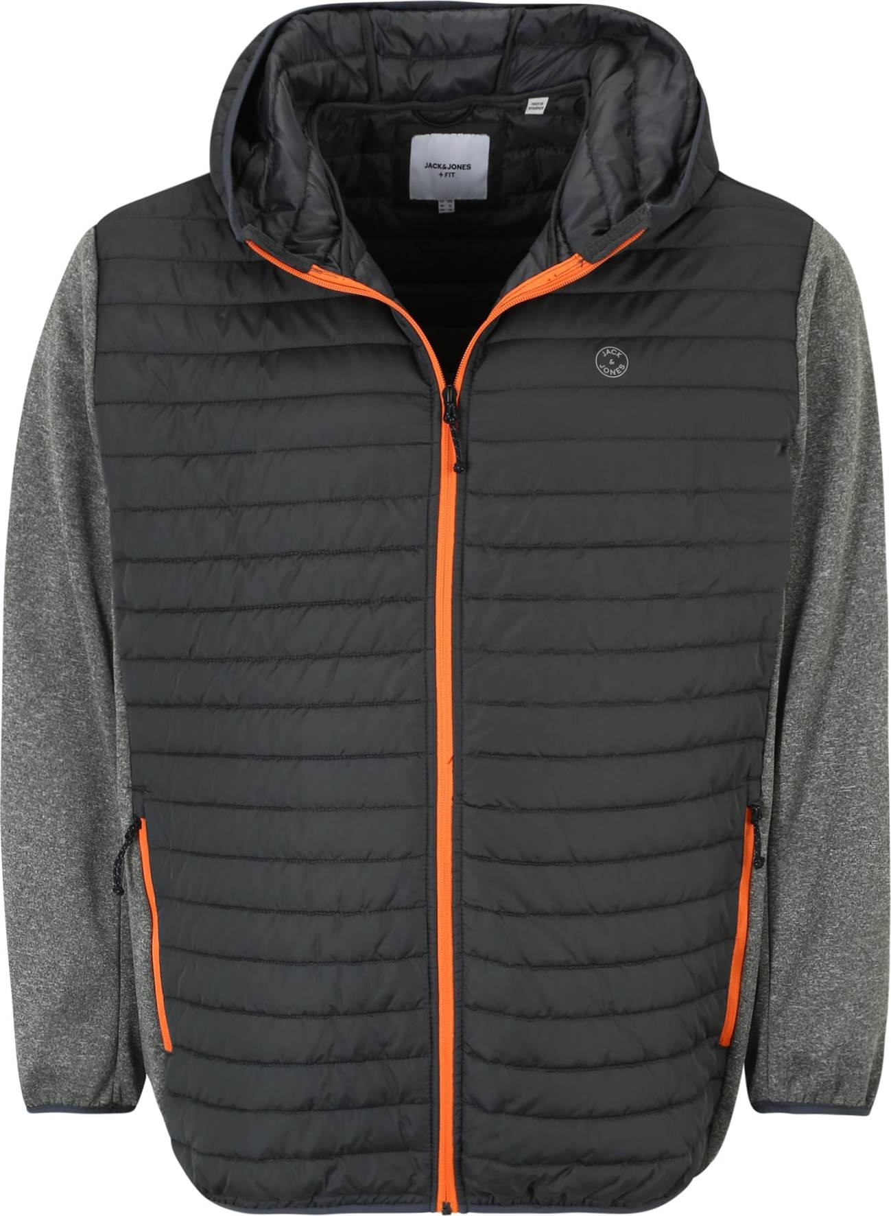 Přechodná bunda 'Emulti' Jack & Jones Plus antracitová / světle šedá / šedý melír / oranžová