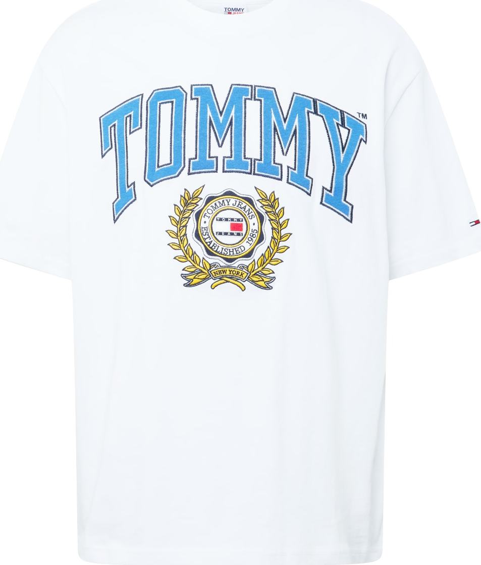 Tričko Tommy Jeans námořnická modř / světlemodrá / žlutá / bílá