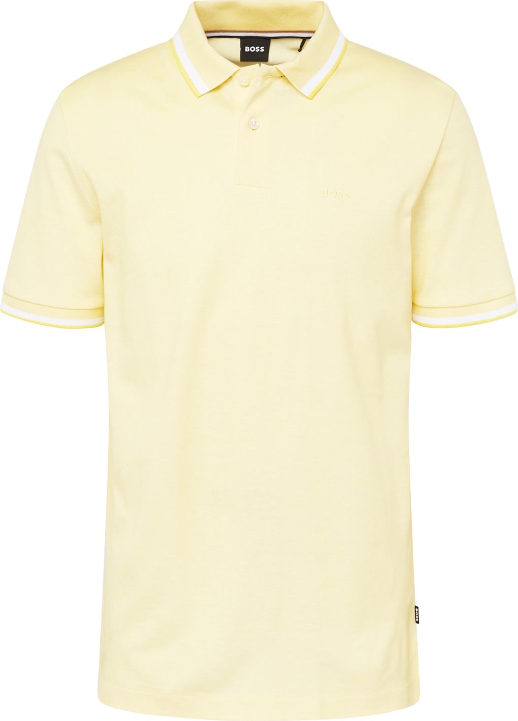 Tričko 'Parlay' BOSS Black pastelově žlutá / bílá
