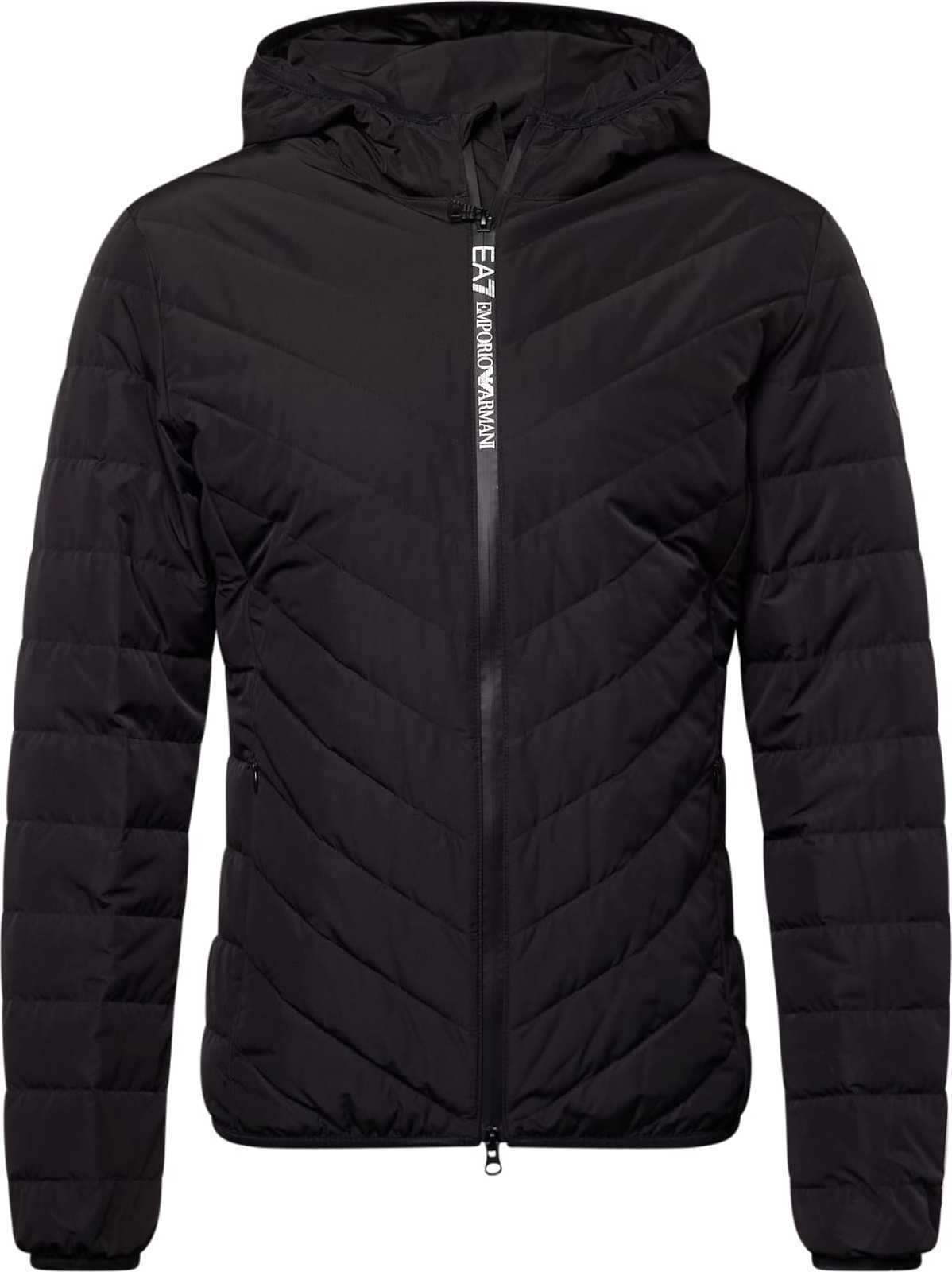 Zimní bunda EA7 Emporio Armani černá / bílá