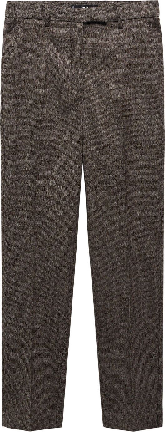 Kalhoty s puky Mango tmavě hnědá / šedobéžová