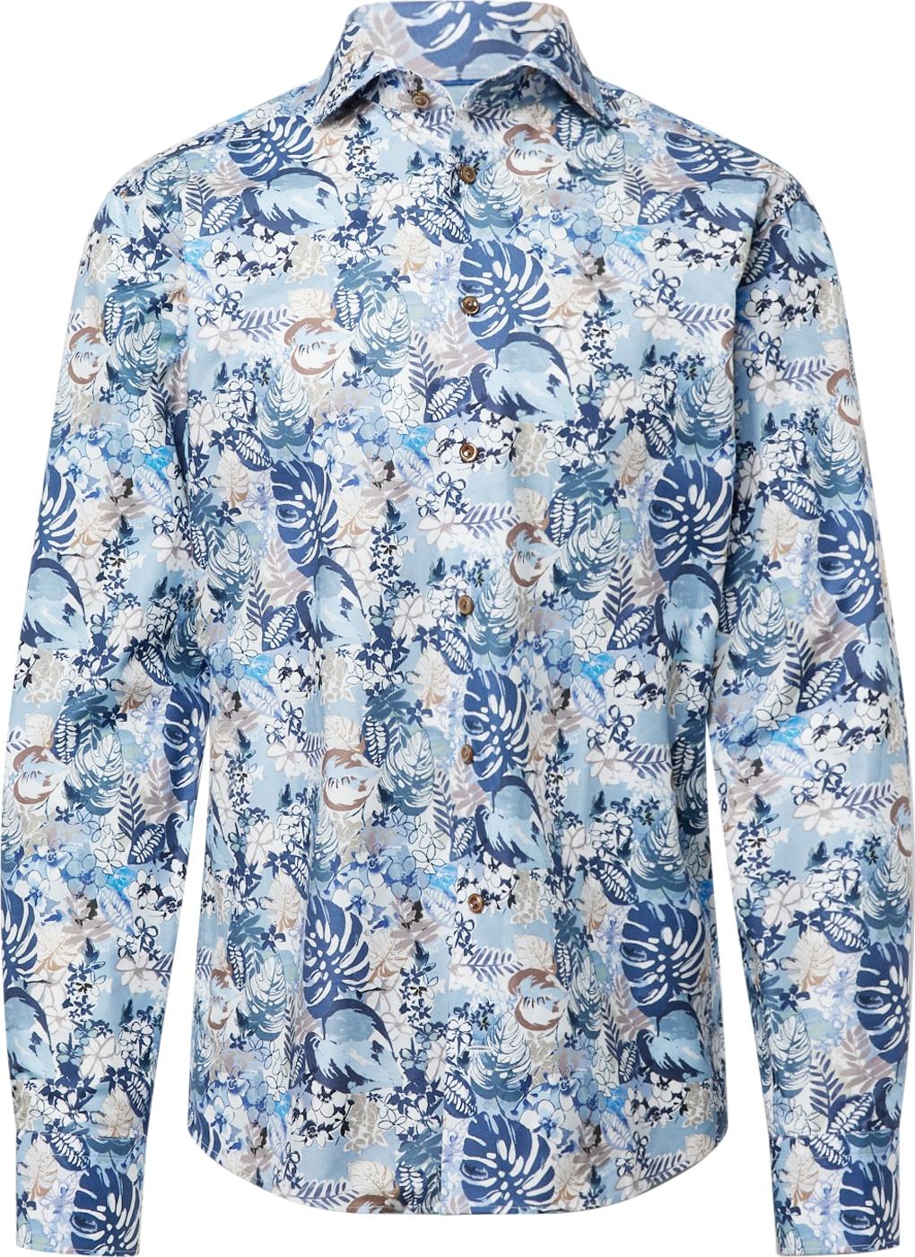 Košile Eton tmavě béžová / modrá / světlemodrá