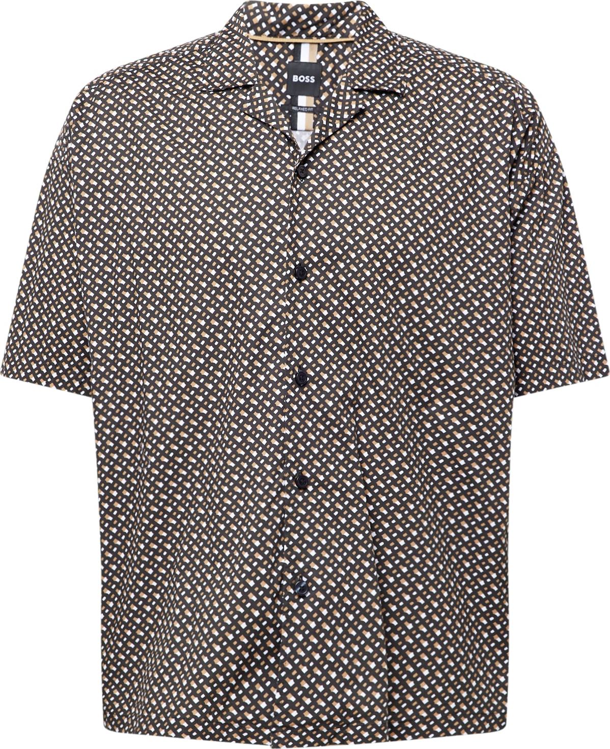 Košile 'Drew' BOSS Black písková / námořnická modř / bílá