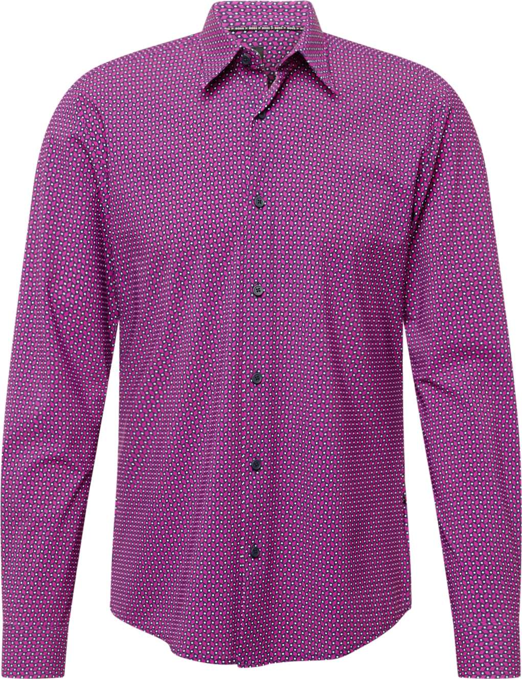 Košile 'ROAN' BOSS Black námořnická modř / pink