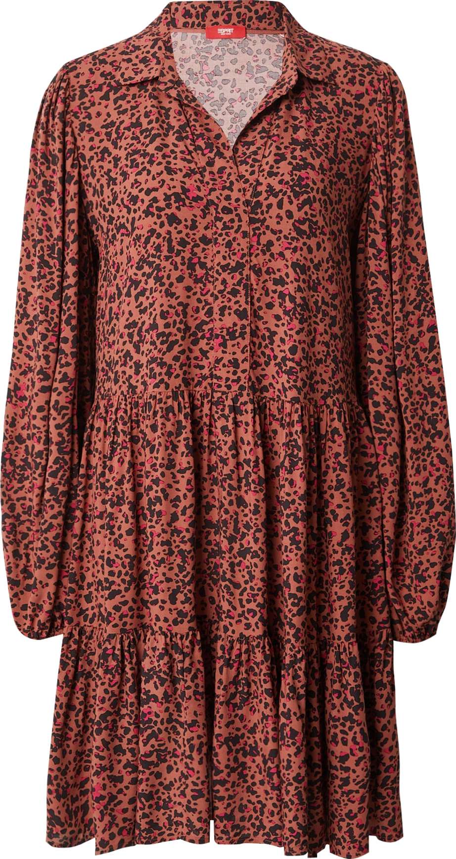 Košilové šaty Esprit hnědá / pink / černá