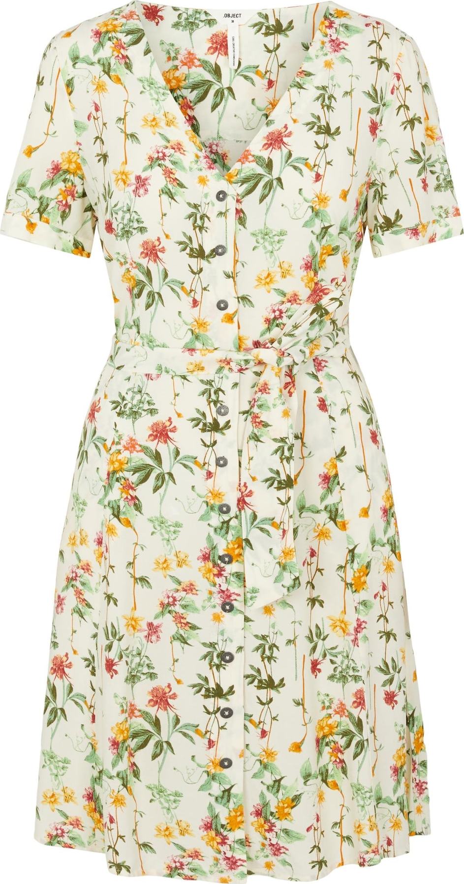 Košilové šaty 'OBJLORENA' Object písková / olivová / světle zelená / oranžová / pitaya