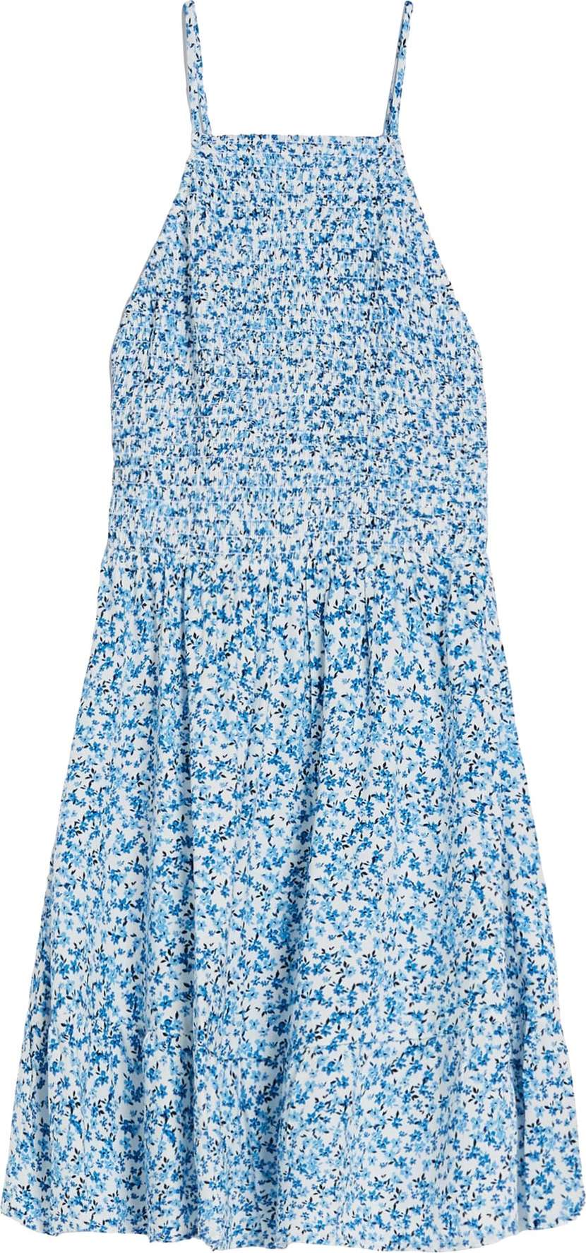 Letní šaty Bershka tyrkysová / tmavě modrá / bílá
