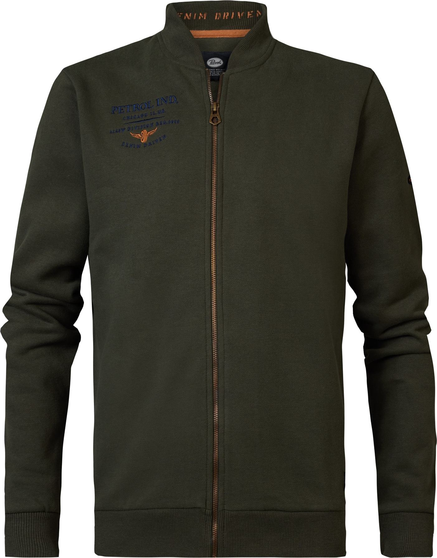 Mikina Petrol Industries námořnická modř / olivová / oranžová