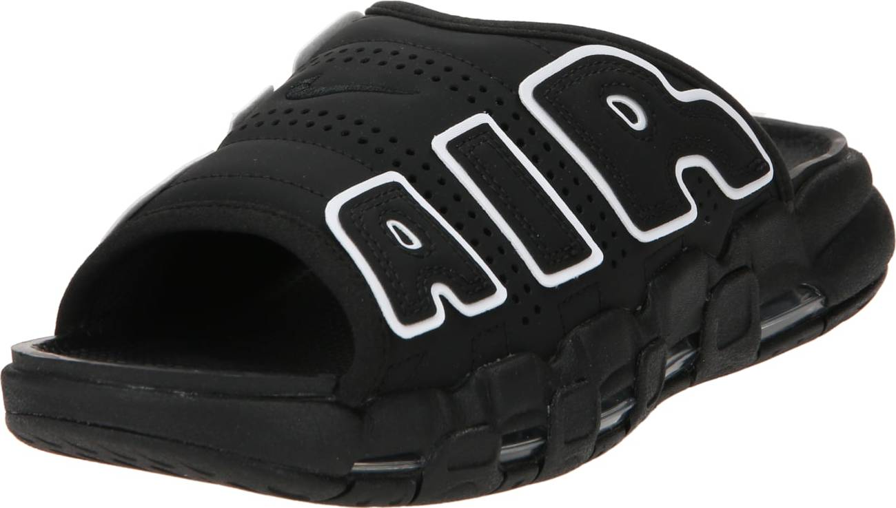 Pantofle 'AIR MORE UPTEMPO SLIDE' Nike Sportswear černá / bílá