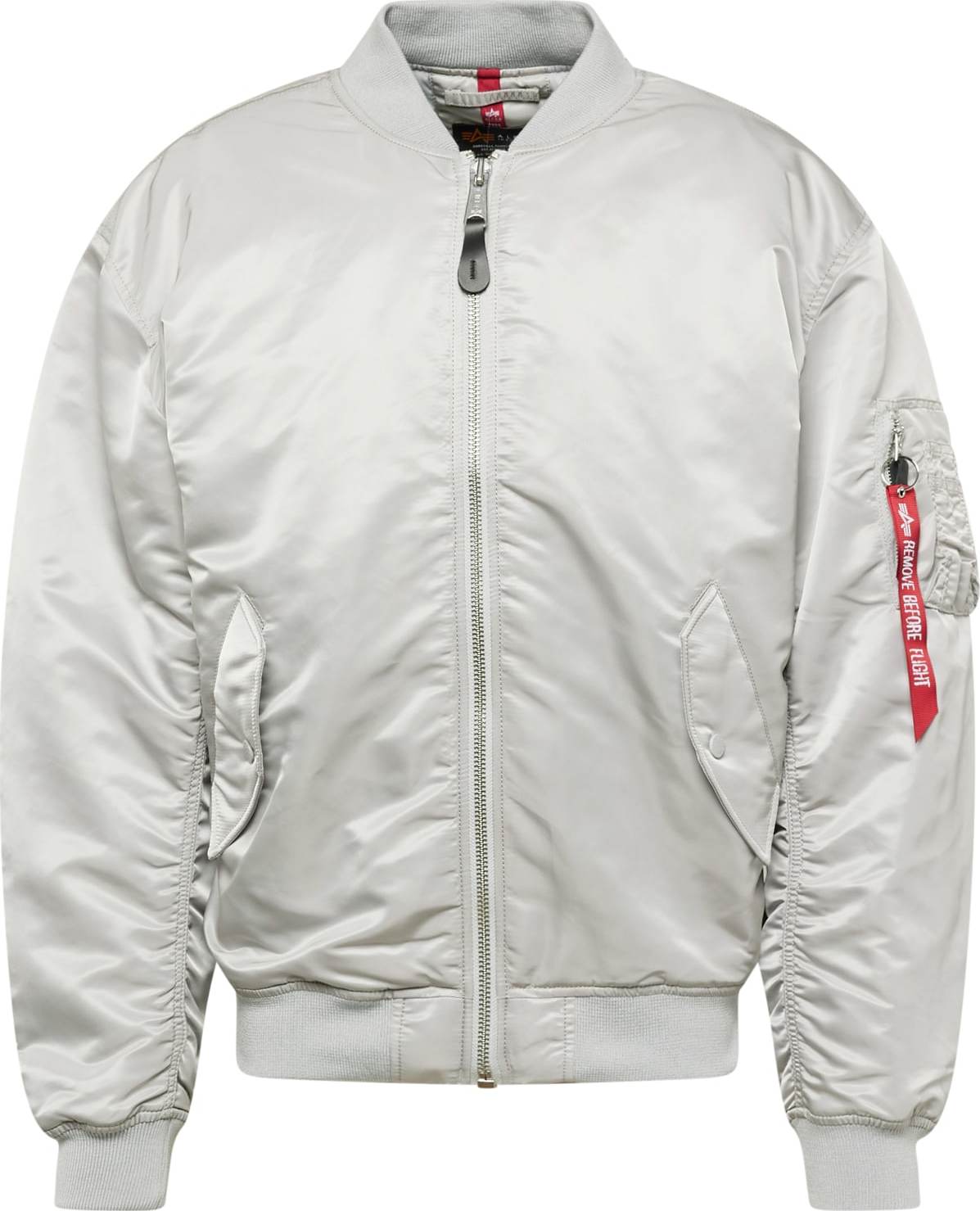 Přechodná bunda alpha industries světle šedá / červená