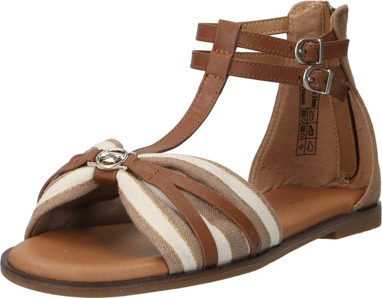 Sandály Tom Tailor hnědá / světle hnědá / zlatá / bílá