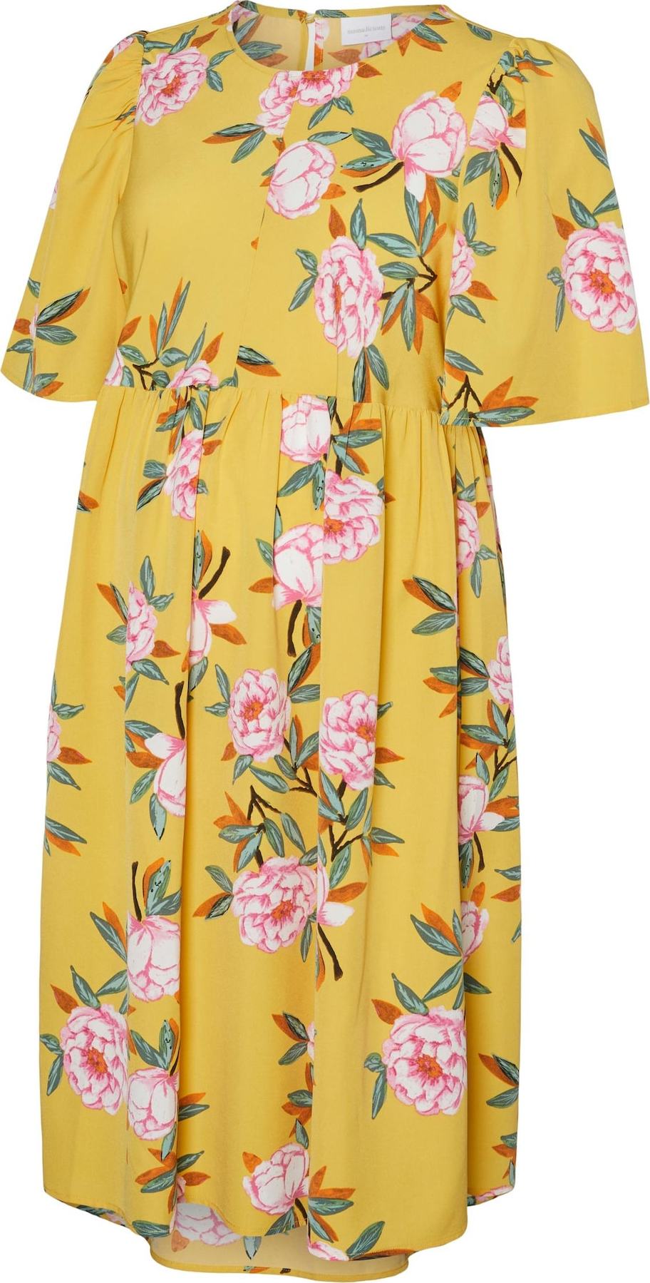 Šaty 'PALMA' Mamalicious žlutá / trávově zelená / růžová