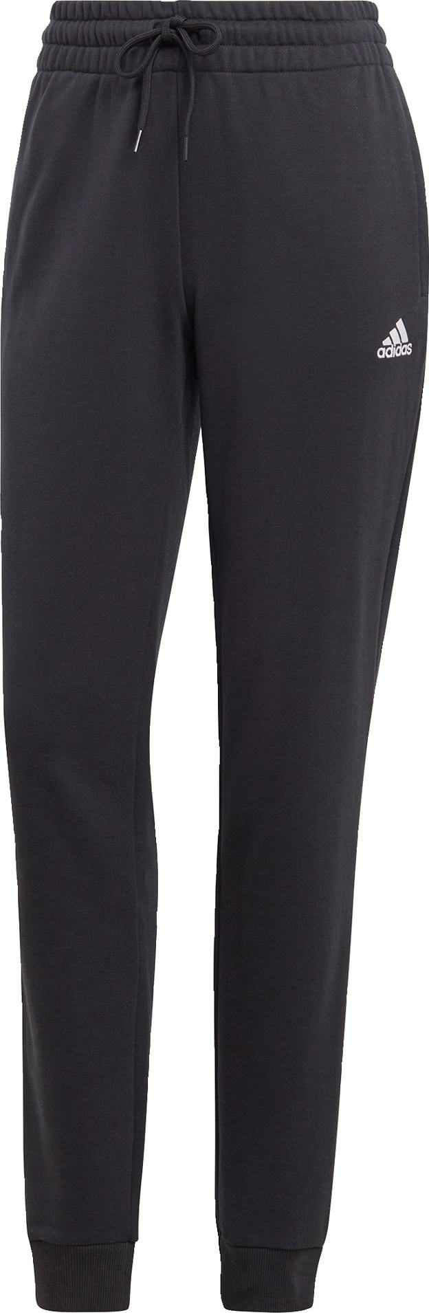 Sportovní kalhoty 'Essentials Linear French Terry Cuffed' ADIDAS SPORTSWEAR černá / bílá