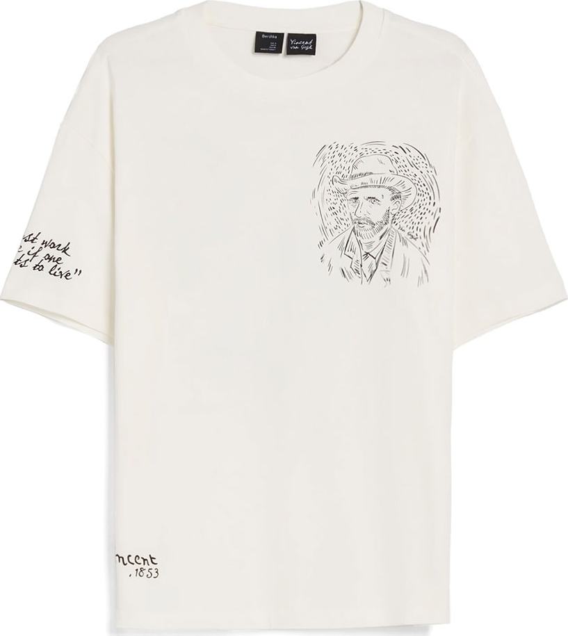 Tričko Bershka černá / bílá