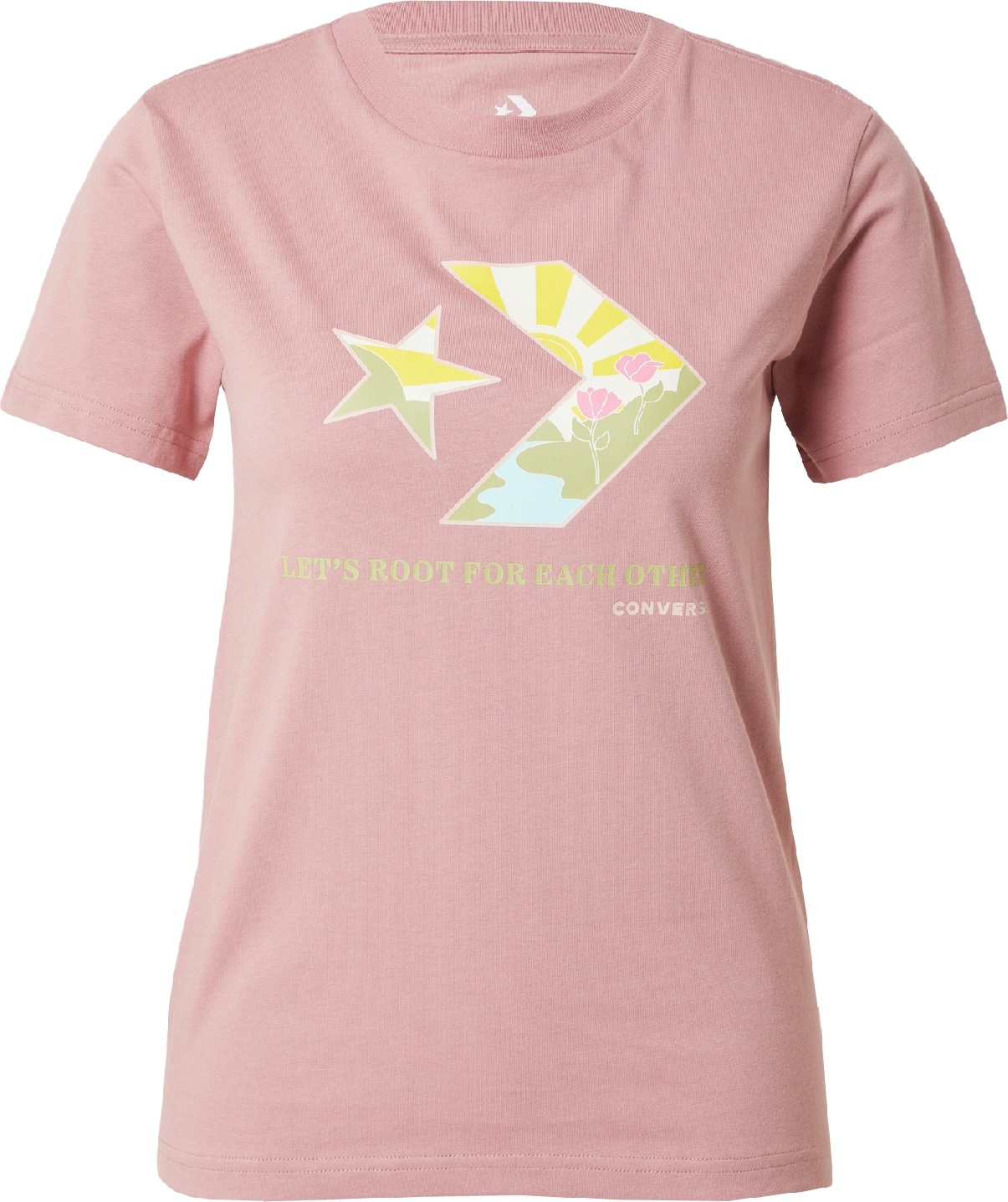 Tričko Converse limone / světle zelená / starorůžová / bílá