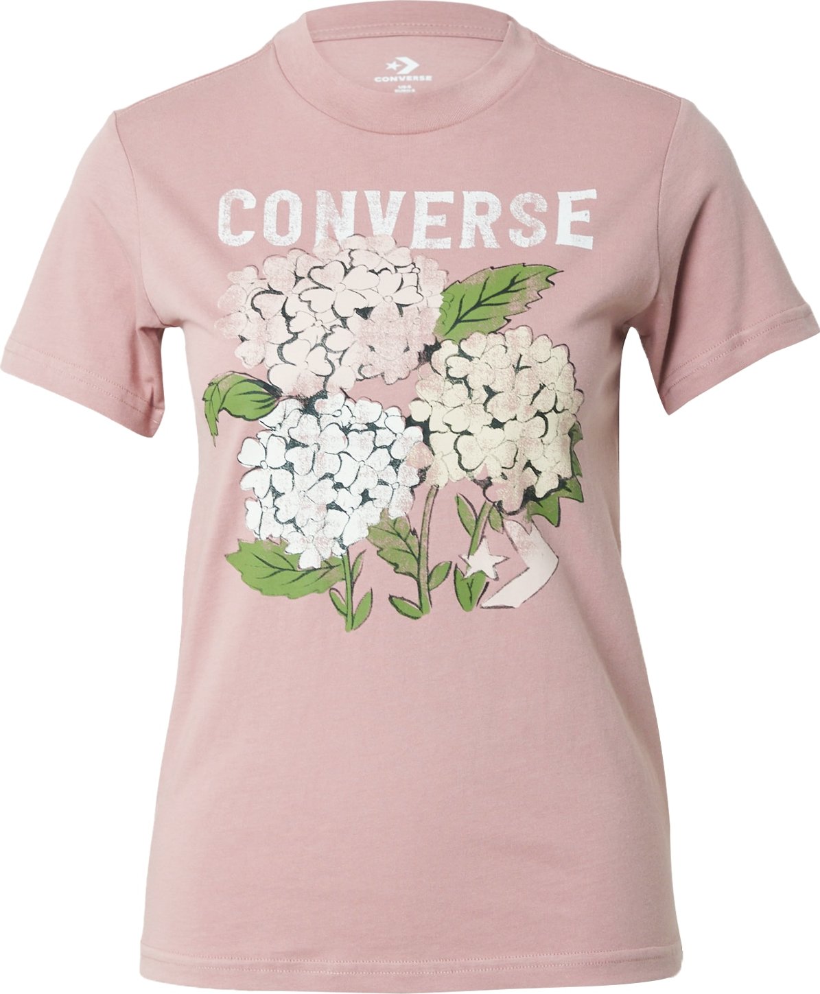 Tričko Converse zelená / starorůžová / bílá