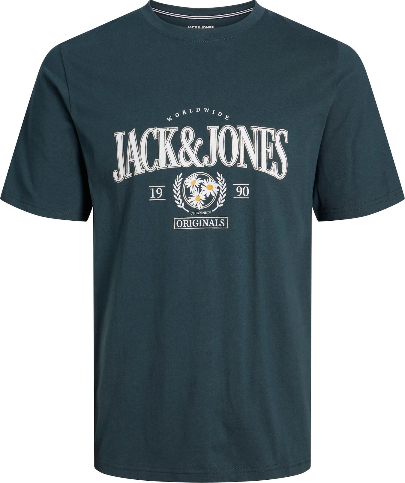 Tričko jack & jones žlutá / tmavě zelená / bílá