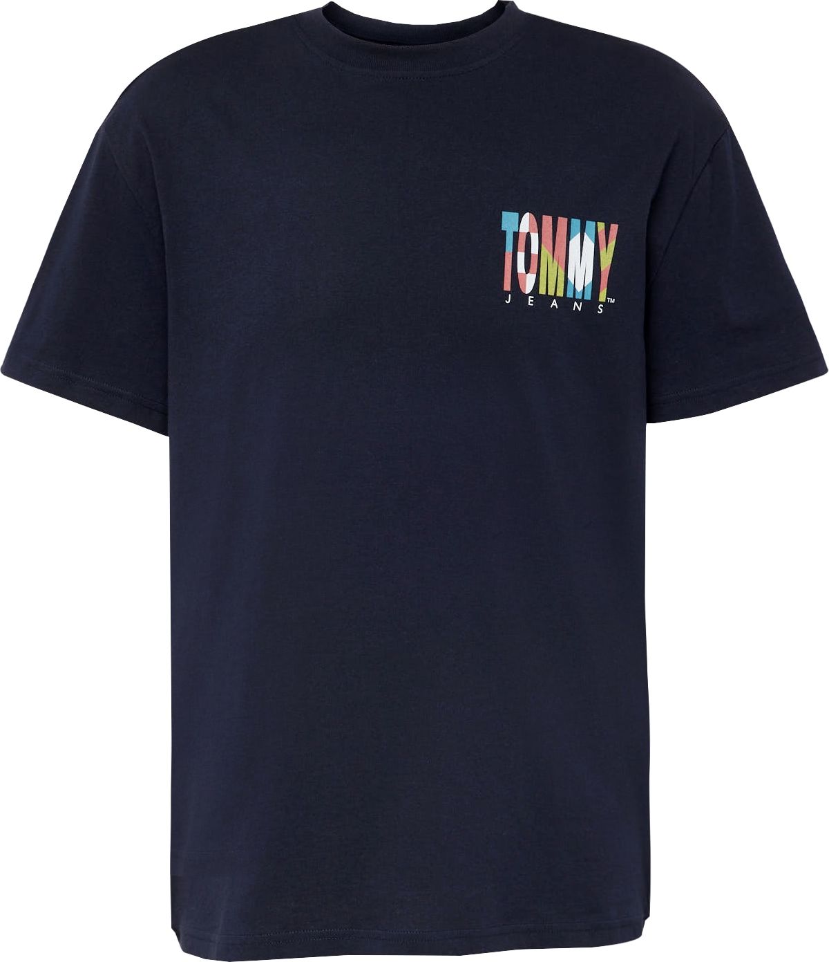 Tričko Tommy Jeans námořnická modř / tyrkysová / rákos / bílá