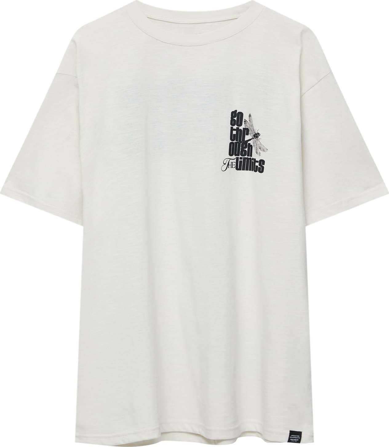 Tričko Pull&Bear černá / barva bílé vlny