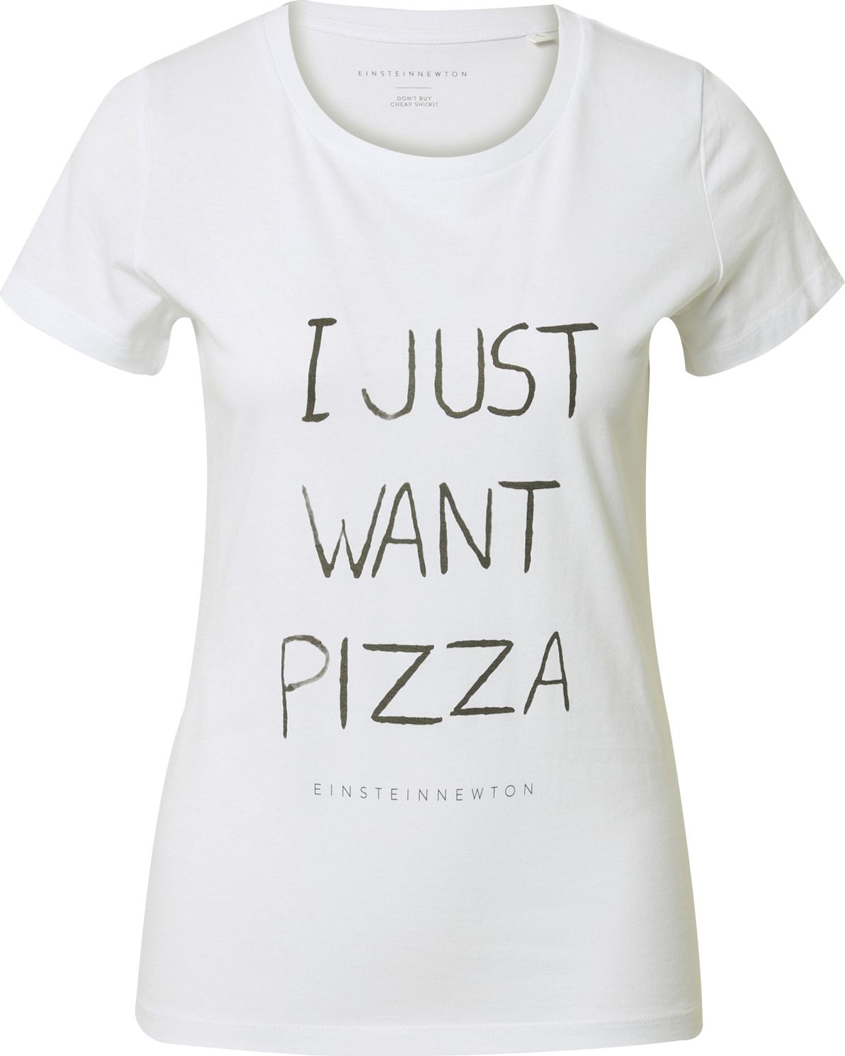 Tričko 'Want Pizza' einstein & newton antracitová / bílá