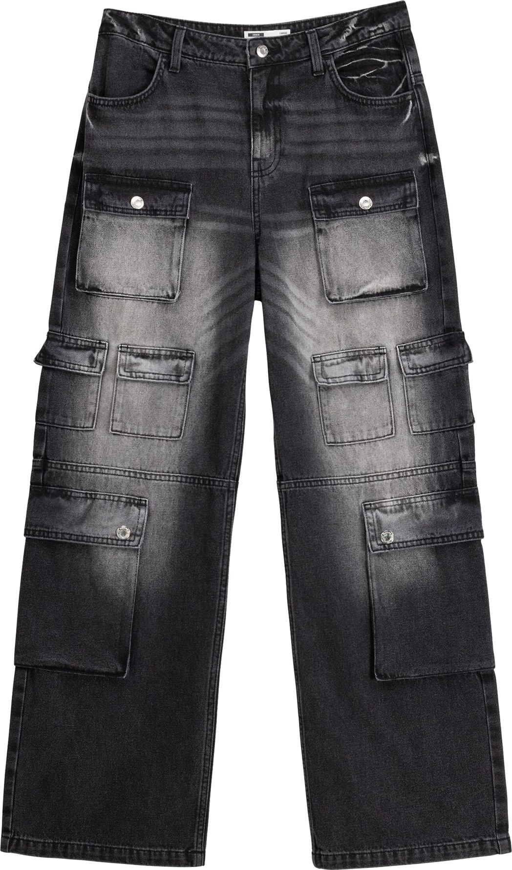 Džíny s kapsami Bershka černá