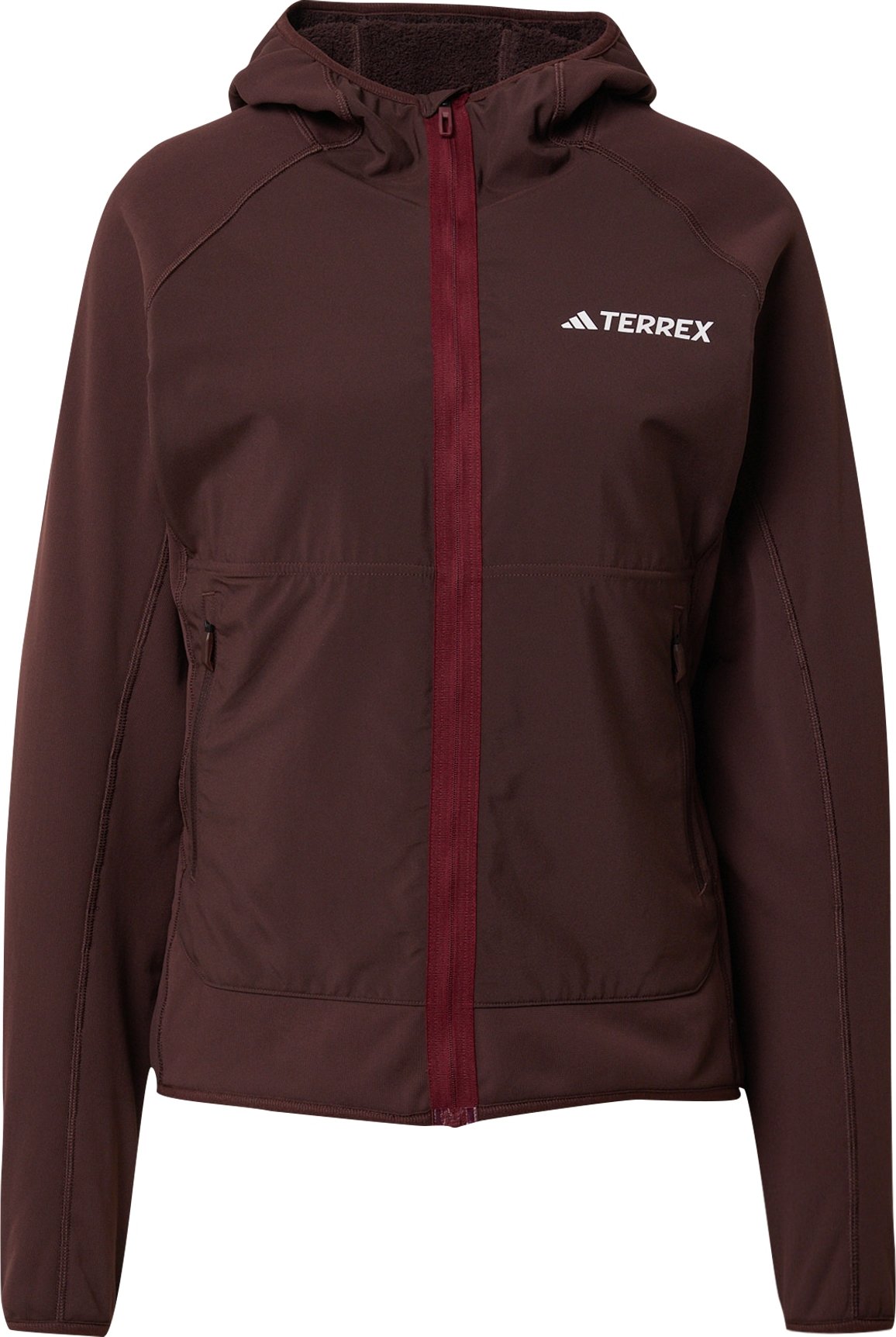 Funkční fleecová mikina 'Techrock' adidas Terrex čokoládová / tmavě červená / bílá