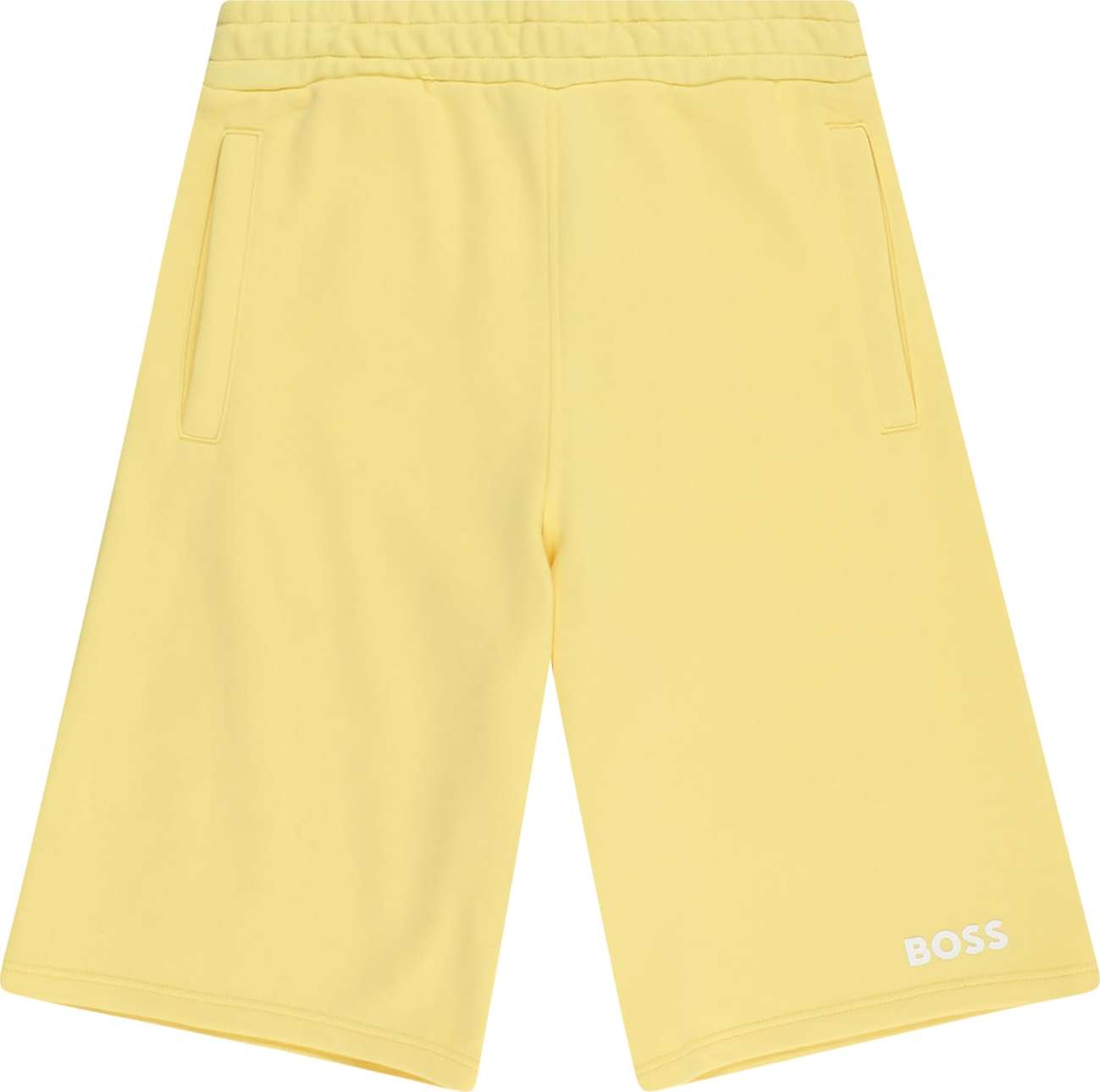 Kalhoty BOSS Kidswear světle žlutá / bílá