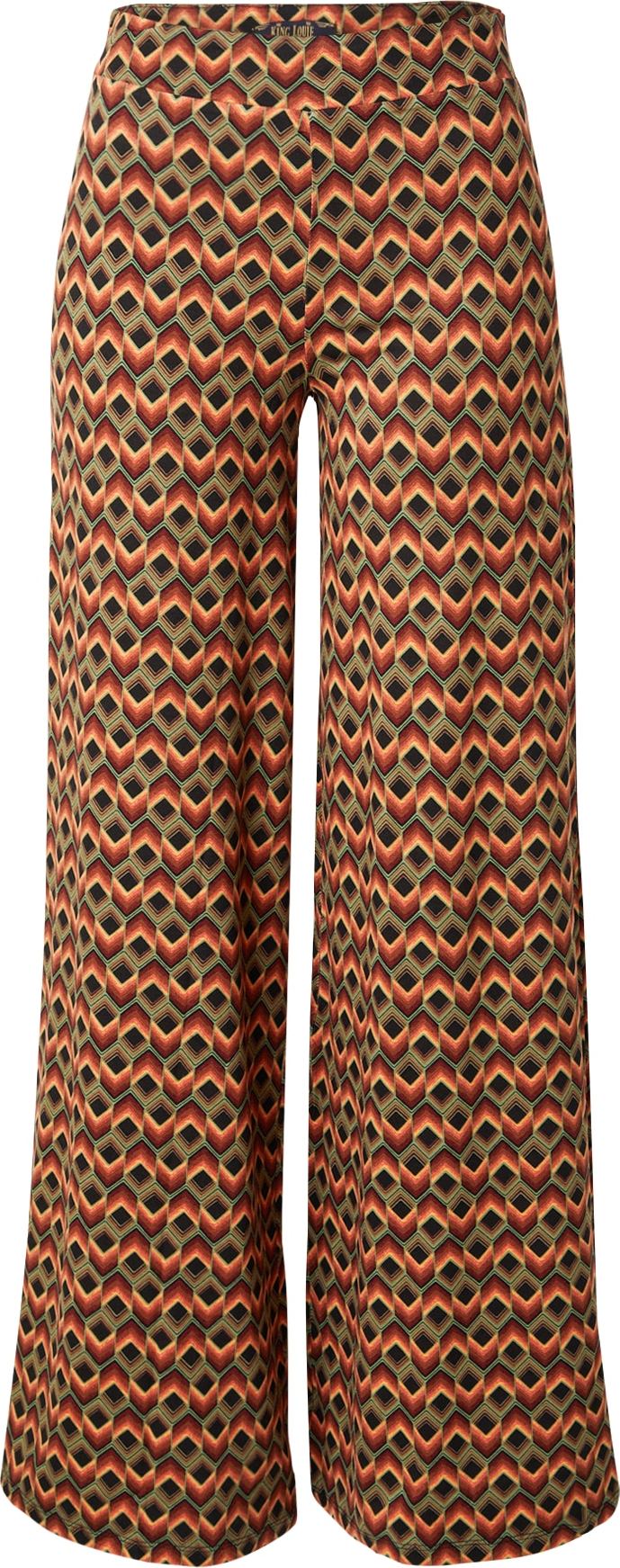 Kalhoty 'Quentin' king louie rezavě hnědá / petrolejová / pastelově zelená / černá