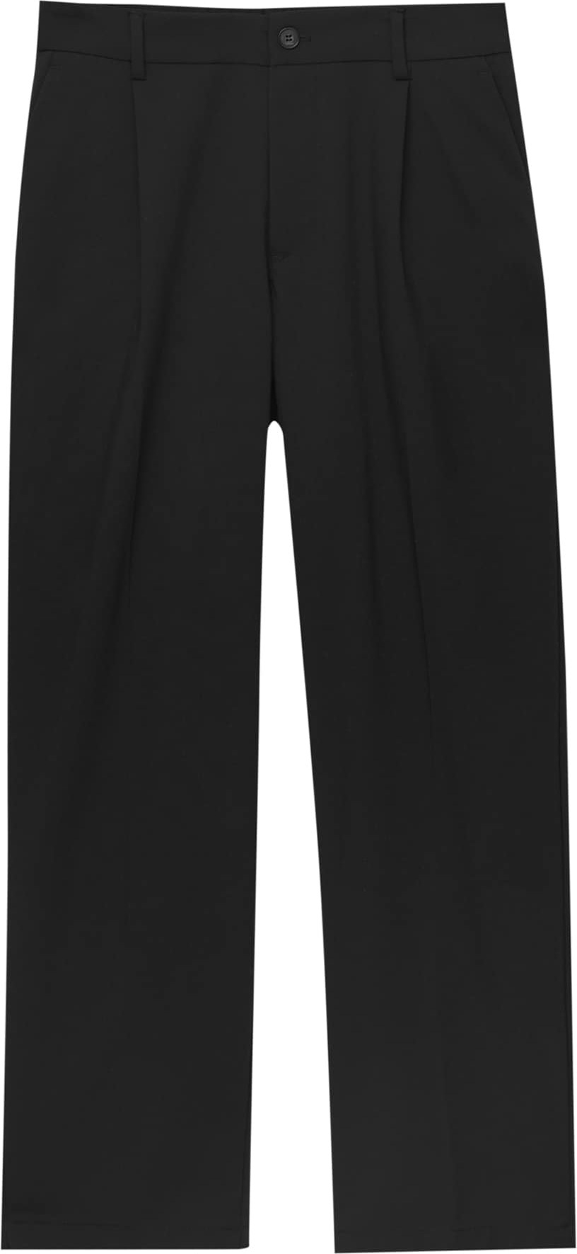 Kalhoty se sklady v pase Pull&Bear černá