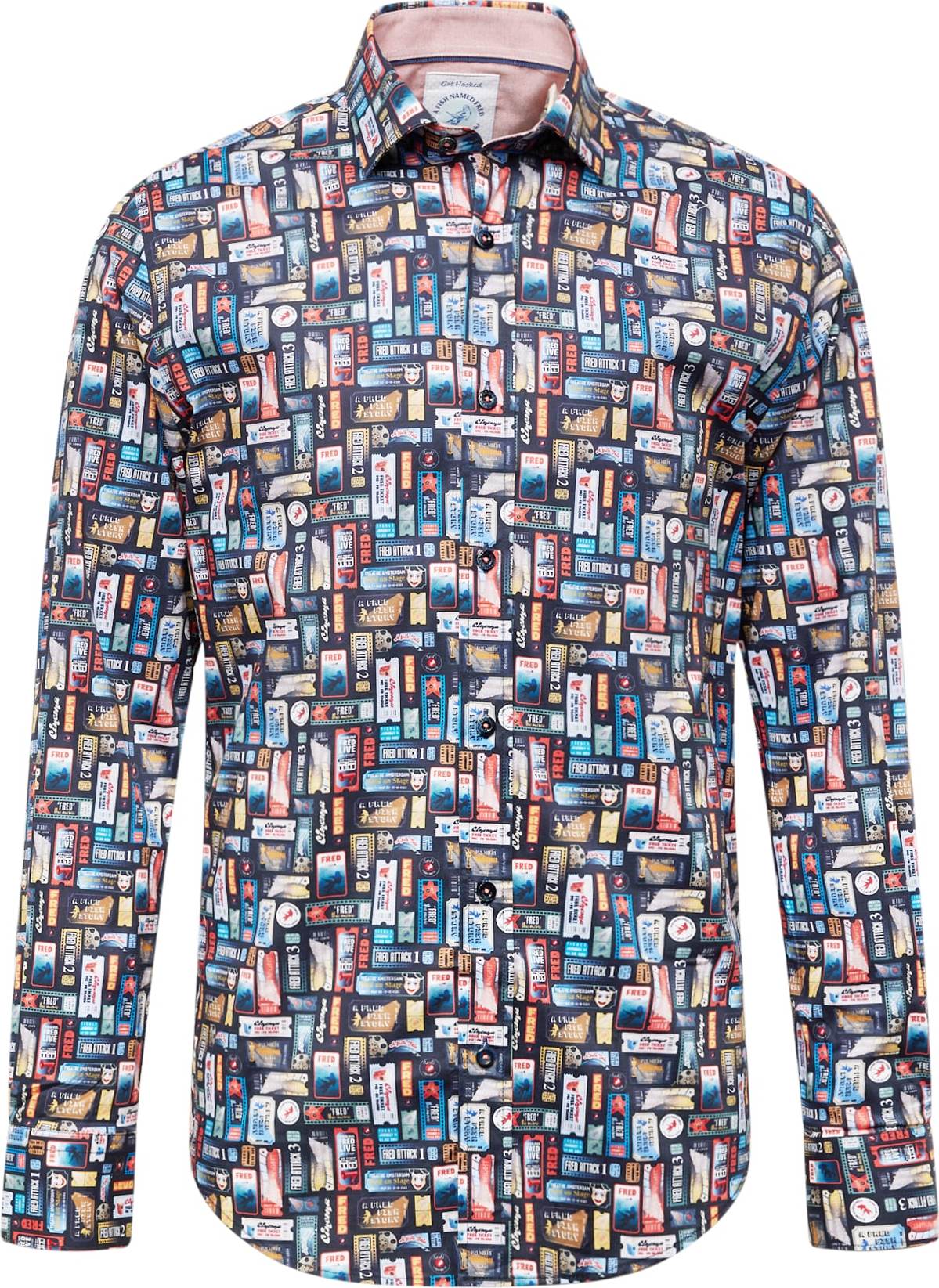 Košile a fish named fred námořnická modř / meruňková / korálová / bílá