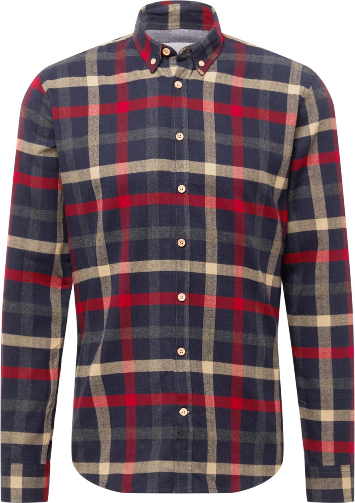 Košile 'Dean' Kronstadt písková / tmavě modrá / červená