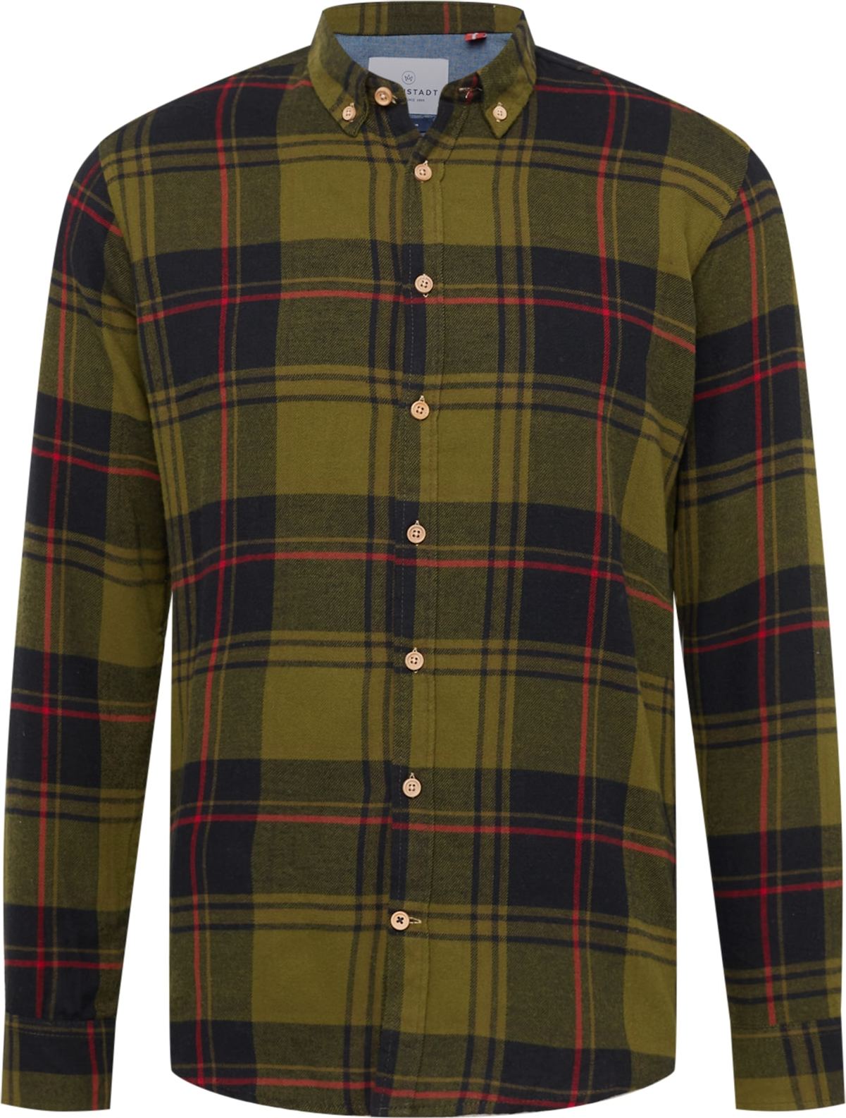 Košile Kronstadt khaki / červená / černá