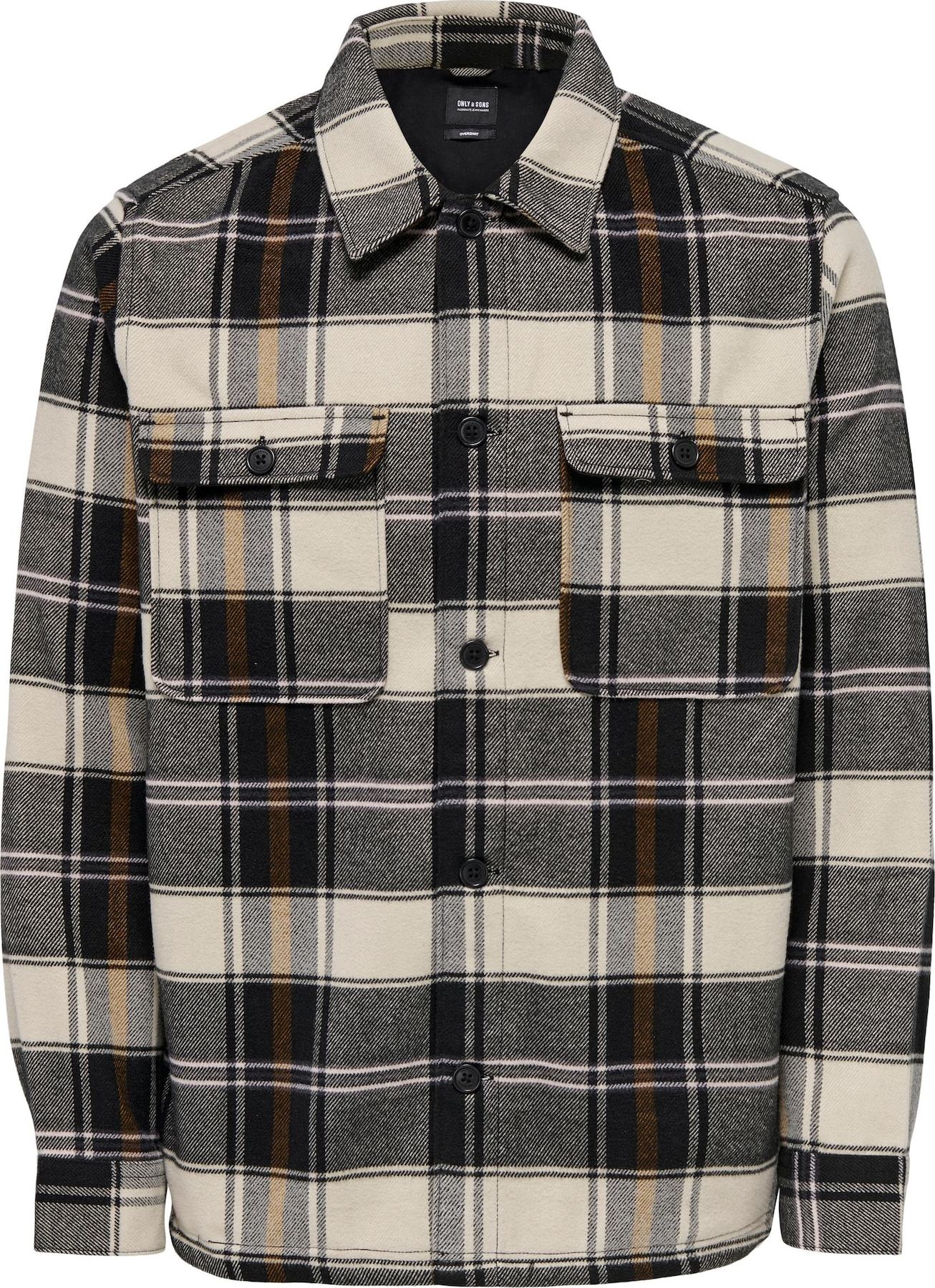 Košile Only & Sons hnědá / antracitová / světle šedá