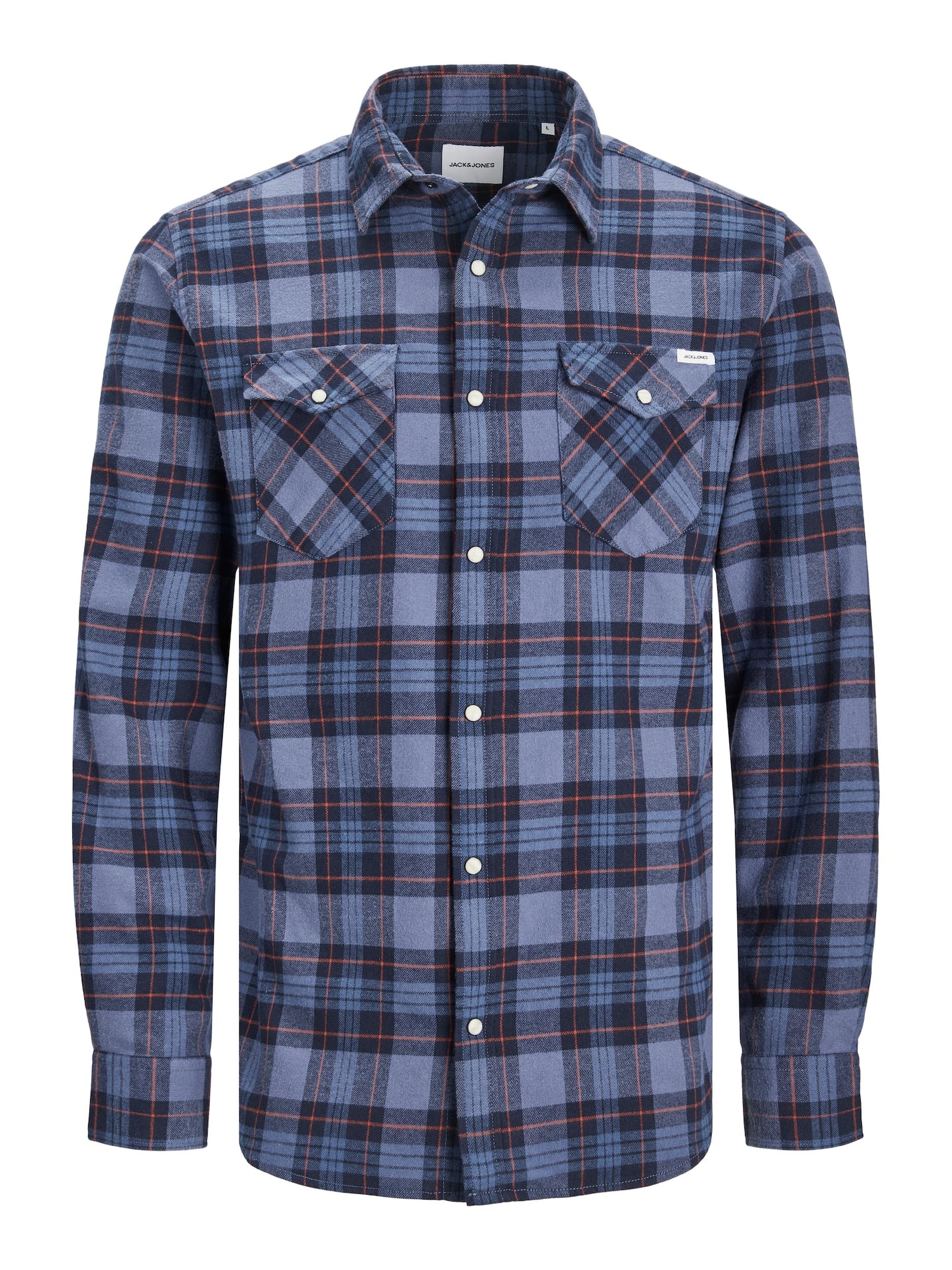 Košile 'Sheridan' jack & jones indigo / kouřově modrá / rezavě červená