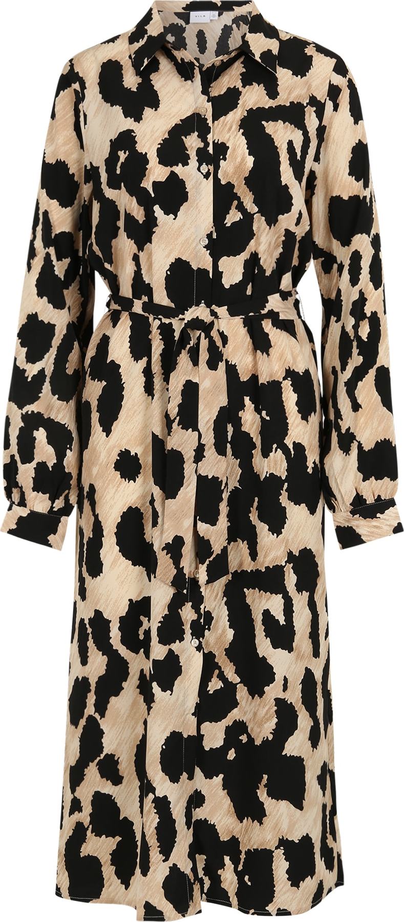 Košilové šaty 'Belina' Vila béžová / hnědá / černá