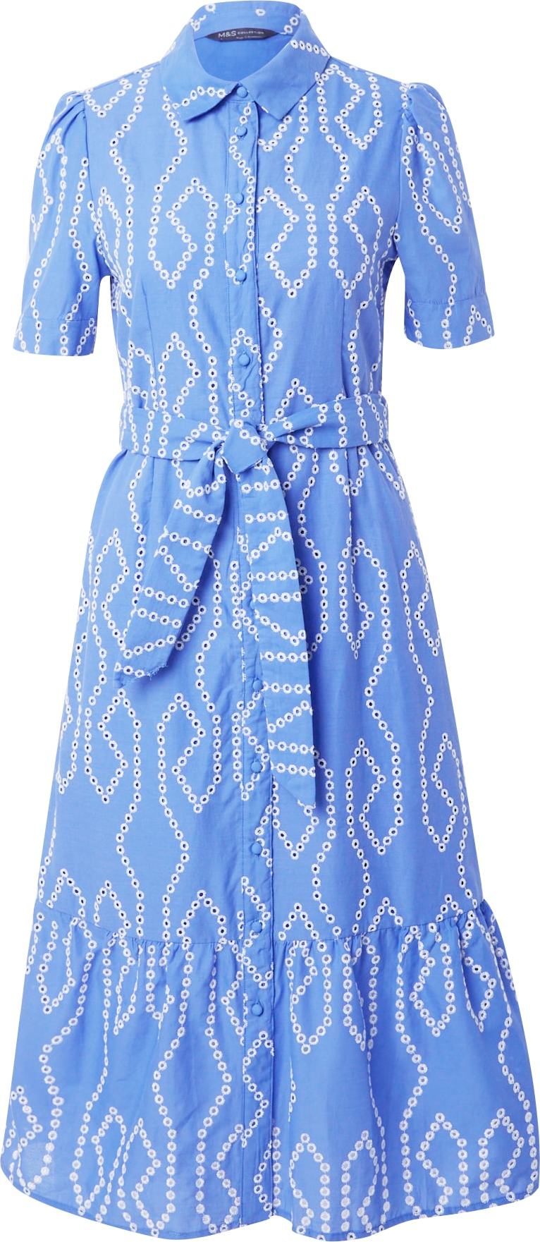 Košilové šaty Marks & Spencer modrá / bílá