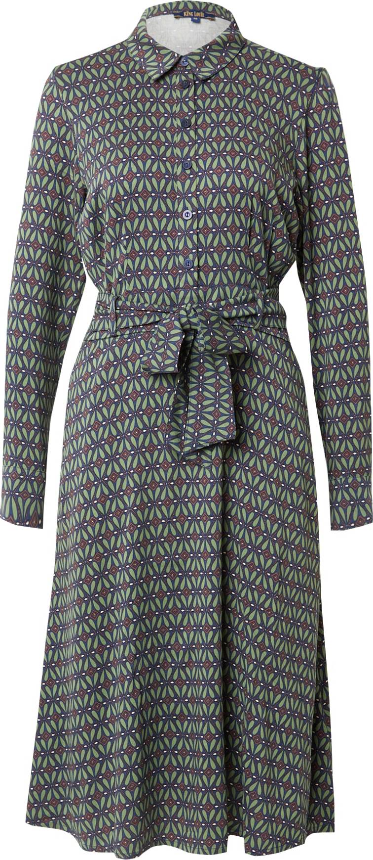 Košilové šaty 'Parlour' king louie námořnická modř / světle zelená / oranžová / bílá
