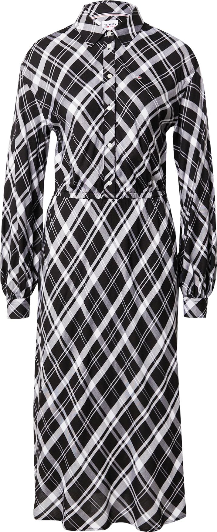 Košilové šaty Tommy Jeans šedá / černá / bílá