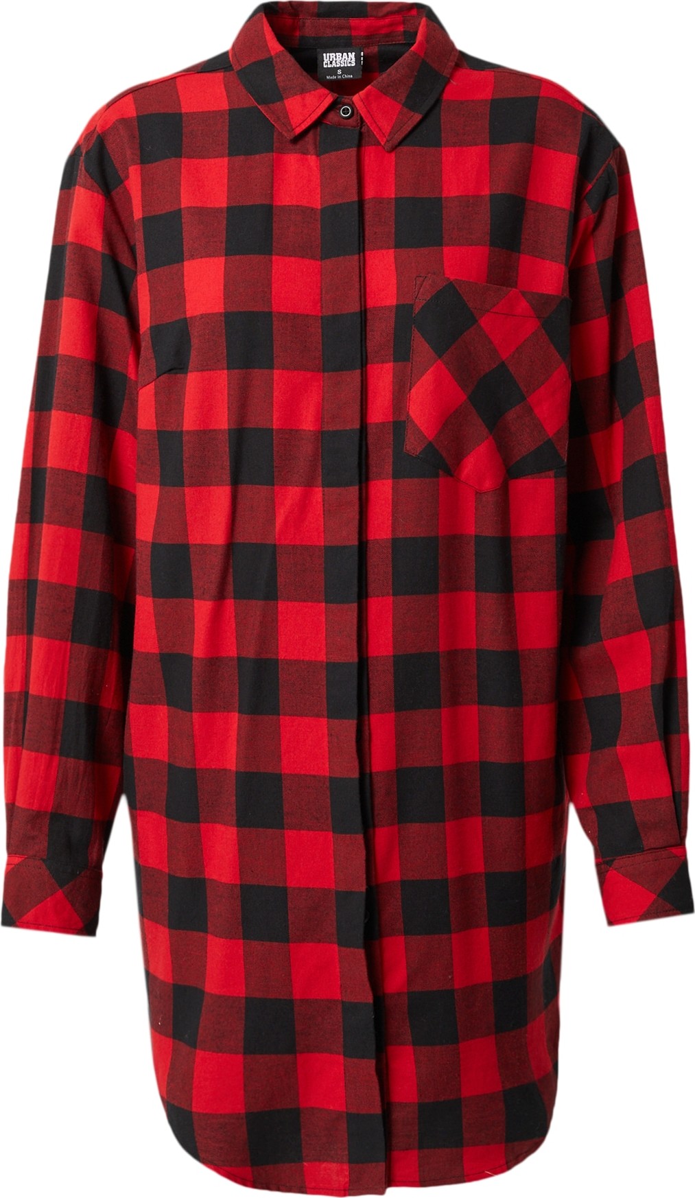 Košilové šaty Urban Classics červená / černá