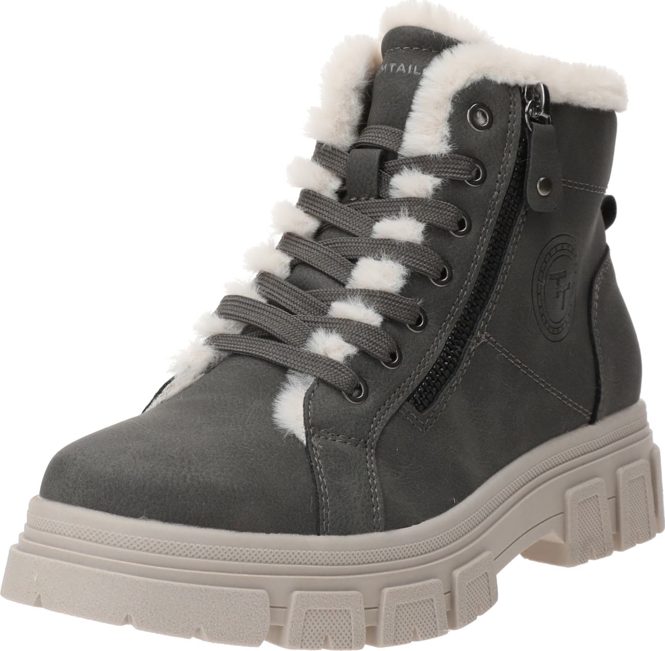 Kotníkové boty Tom Tailor tmavě šedá / offwhite