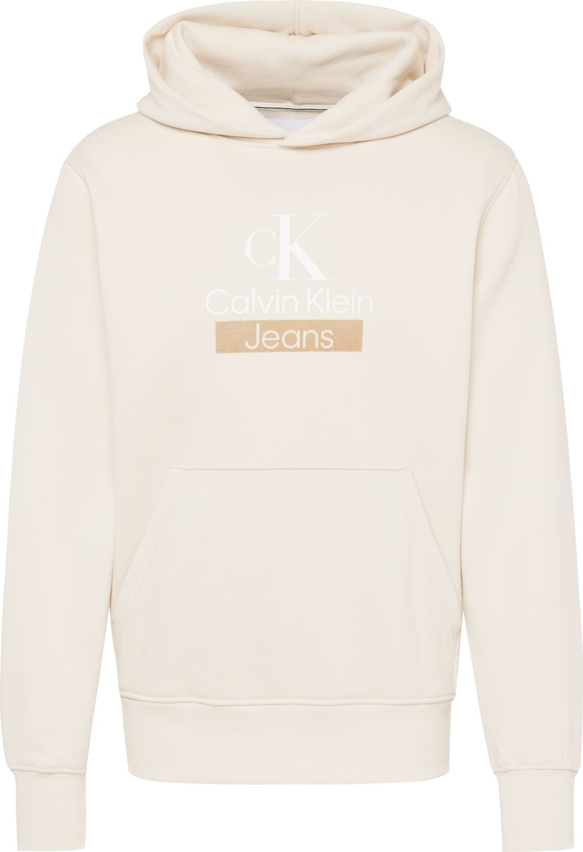 Mikina Calvin Klein Jeans starobéžová / světle béžová / bílá