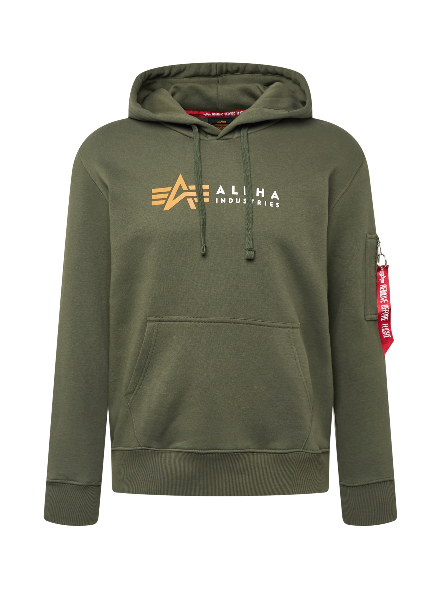 Mikina alpha industries khaki / jasně oranžová / červená / bílá