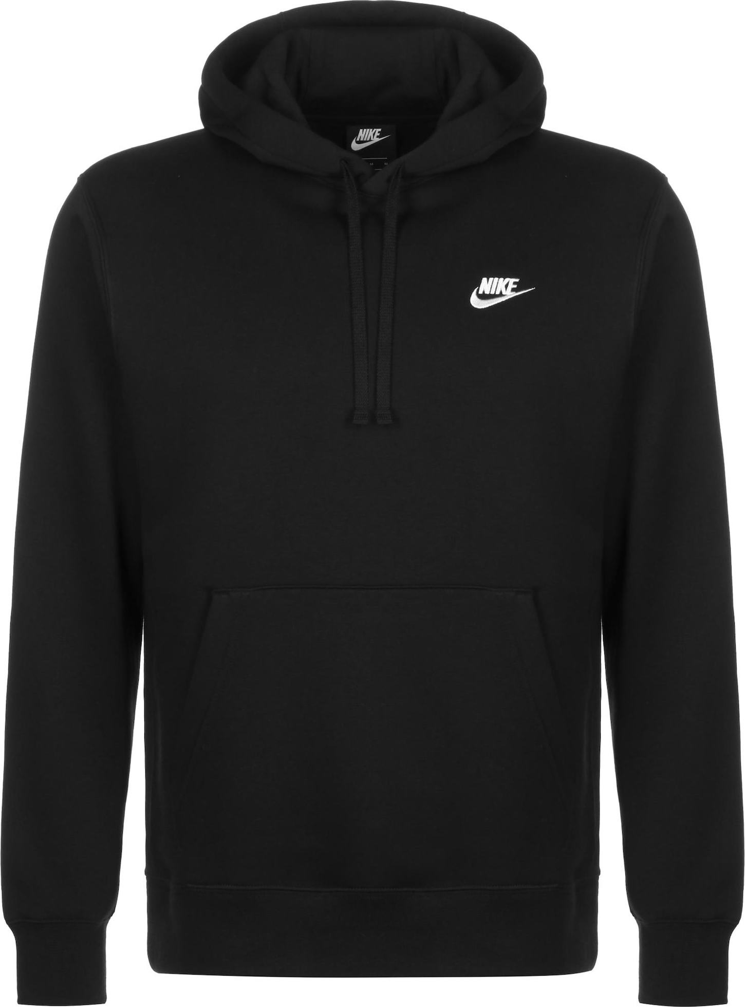 Mikina 'Club Fleece' Nike Sportswear černá / bílá