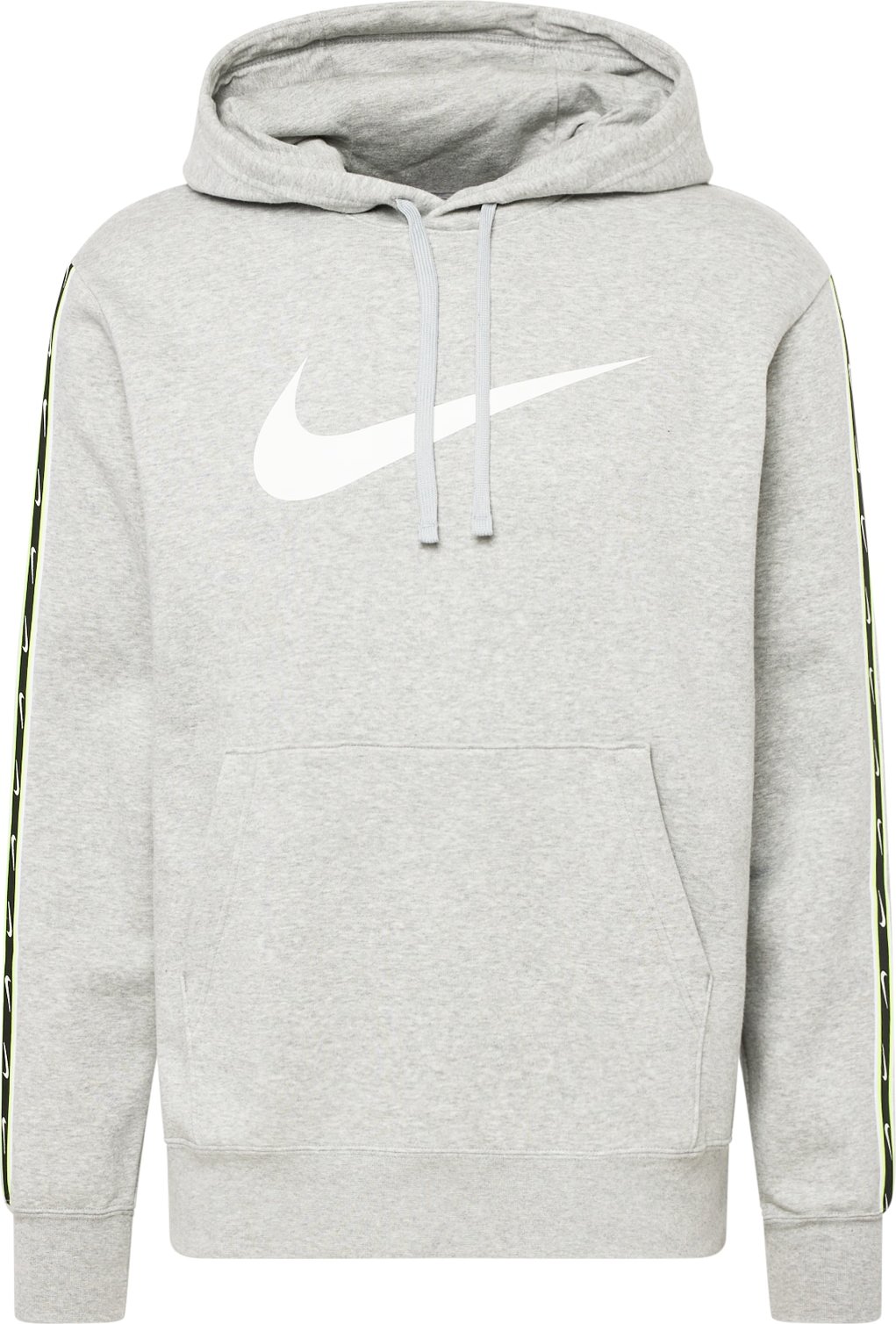 Mikina 'Repeat' Nike Sportswear šedý melír / svítivě zelená / černá / bílá